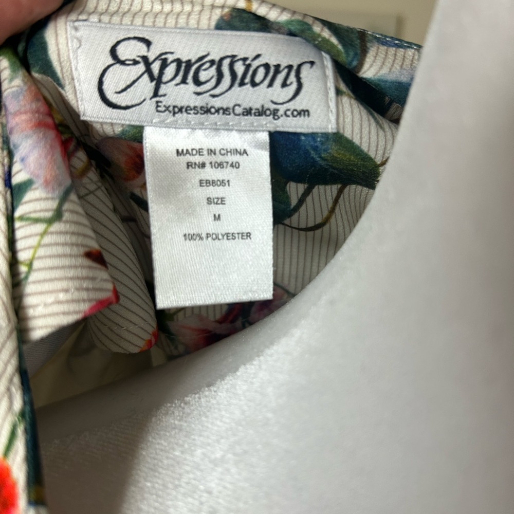 Expressions Floral Kimono with Red and Green Accents - Picture 5 of 5